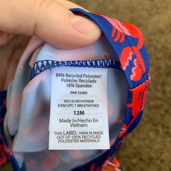 Wonder Nation Crab 2pc. Baby Girl Swimsuit Rashguard Sz.12m - Picture 7 of 7